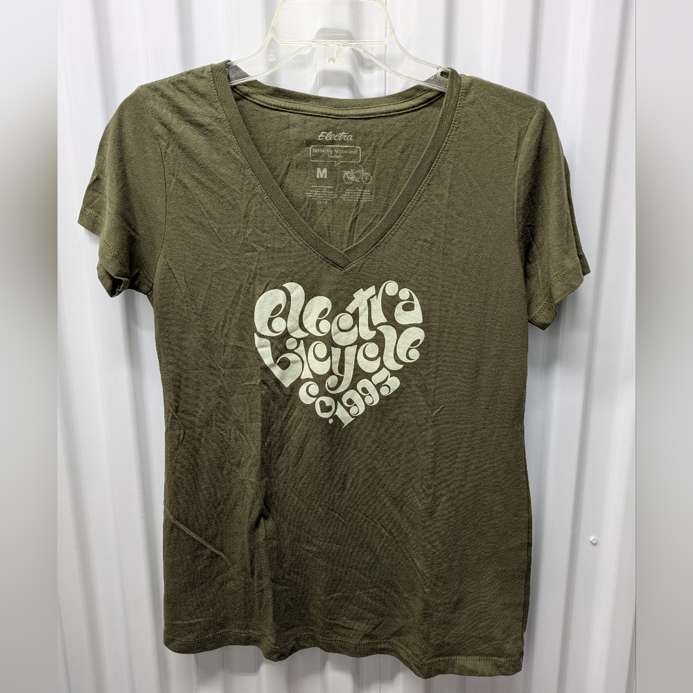 Electra Olive Short Sleeve V-Neck Tee Size M